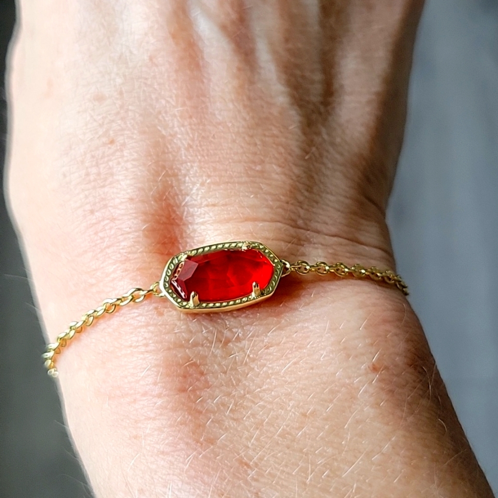 Elaina Bracelet Adjustable Gold Clear Red